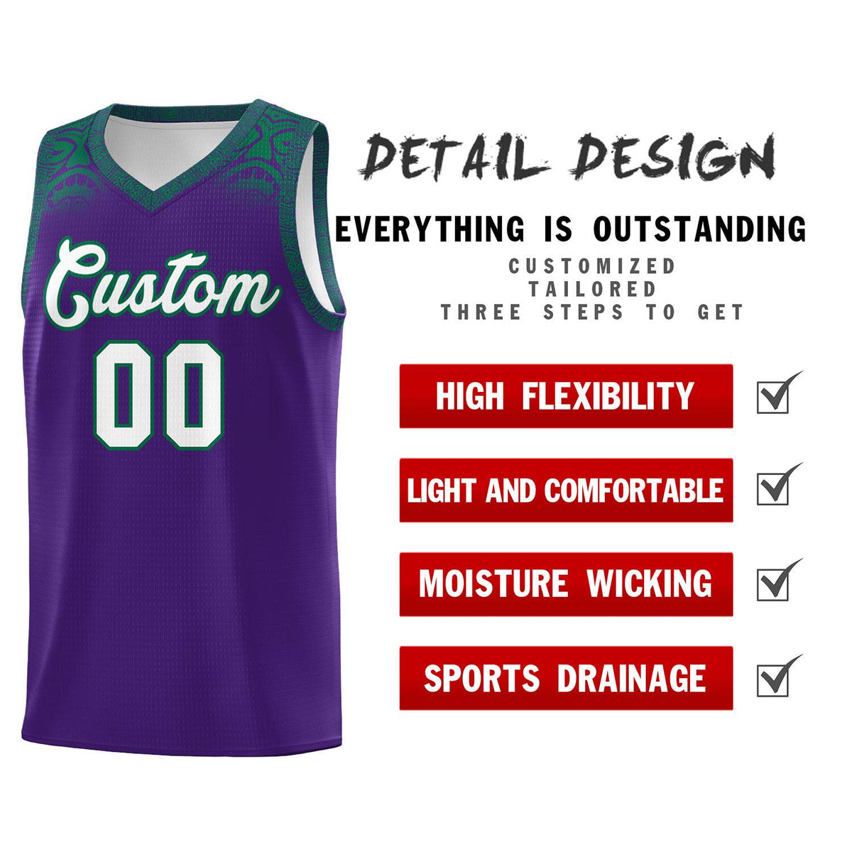 Custom Purple Kelly Green Personalized Indians Print Kits Sports Uniform Basketball Jersey|KXKSHOP