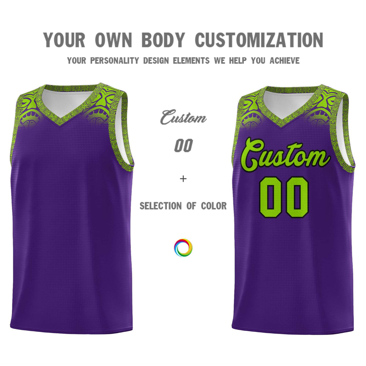 Custom Purple Green Personalized Indians Print Kits Sports Uniform Basketball Jersey|KXKSHOP