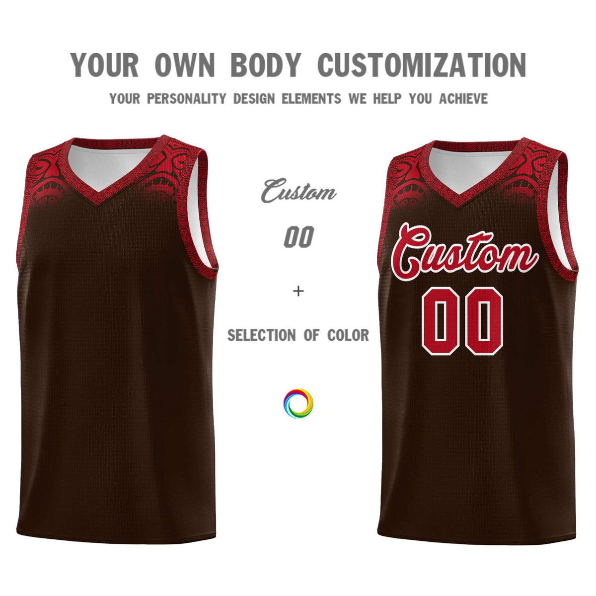 Custom Brown Red Personalized Indians Print Kits Sports Uniform Basketball Jersey|KXKSHOP
