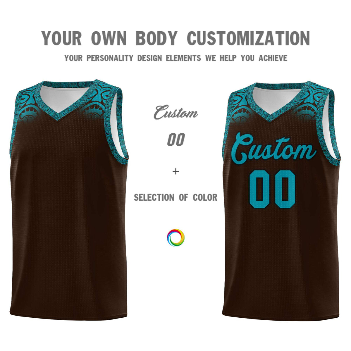 Custom Brown Teal Personalized Indians Print Kits Sports Uniform Basketball Jersey|KXKSHOP