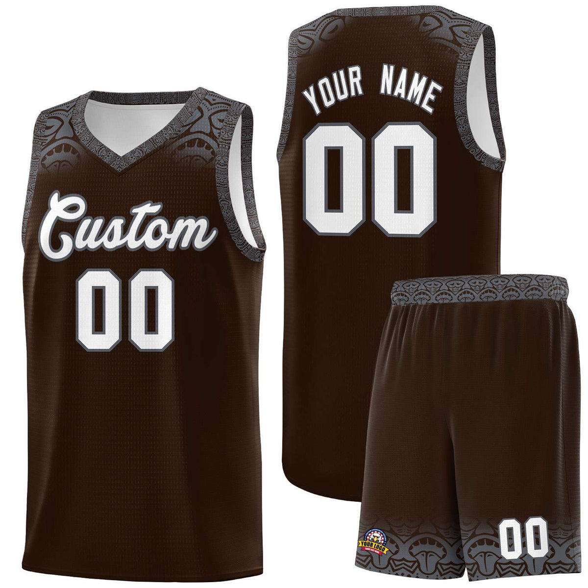 Custom Brown Dark Gray Personalized Indians Print Kits Sports Uniform Basketball Jersey|KXKSHOP