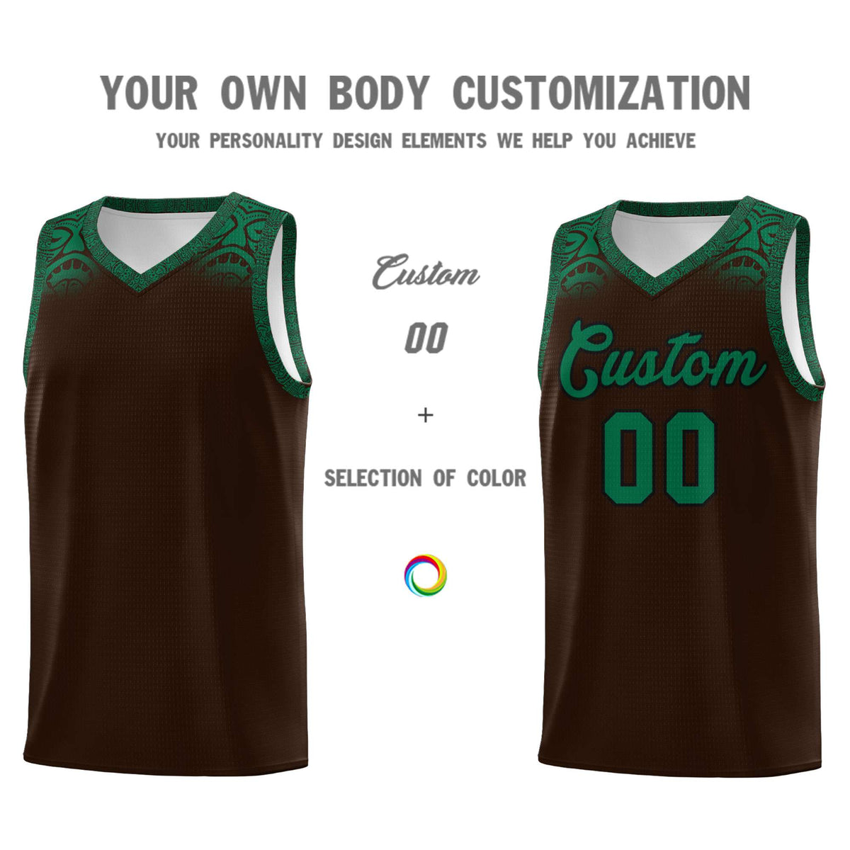 Custom Brown Kelly Green Personalized Indians Print Kits Sports Uniform Basketball Jersey|KXKSHOP