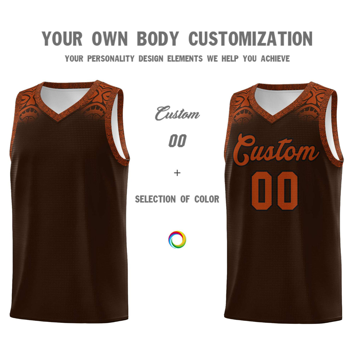 Custom Brown Texas Orange Personalized Indians Print Kits Sports Uniform Basketball Jersey|KXKSHOP