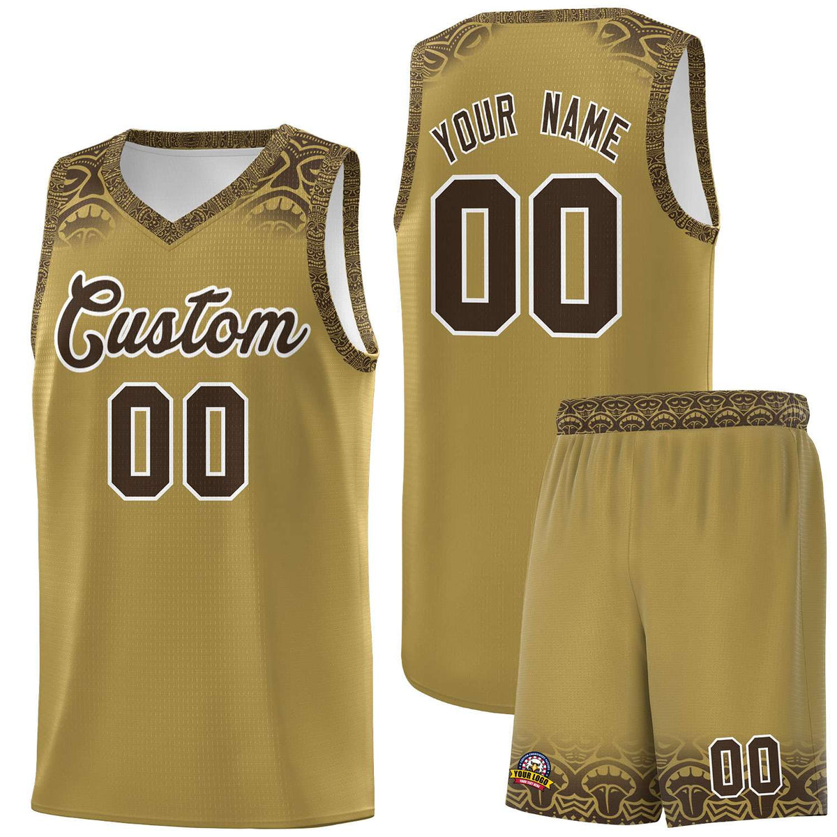 Custom Desert Yellow Brown Personalized Indians Print Kits Sports Uniform Basketball Jersey|KXKSHOP
