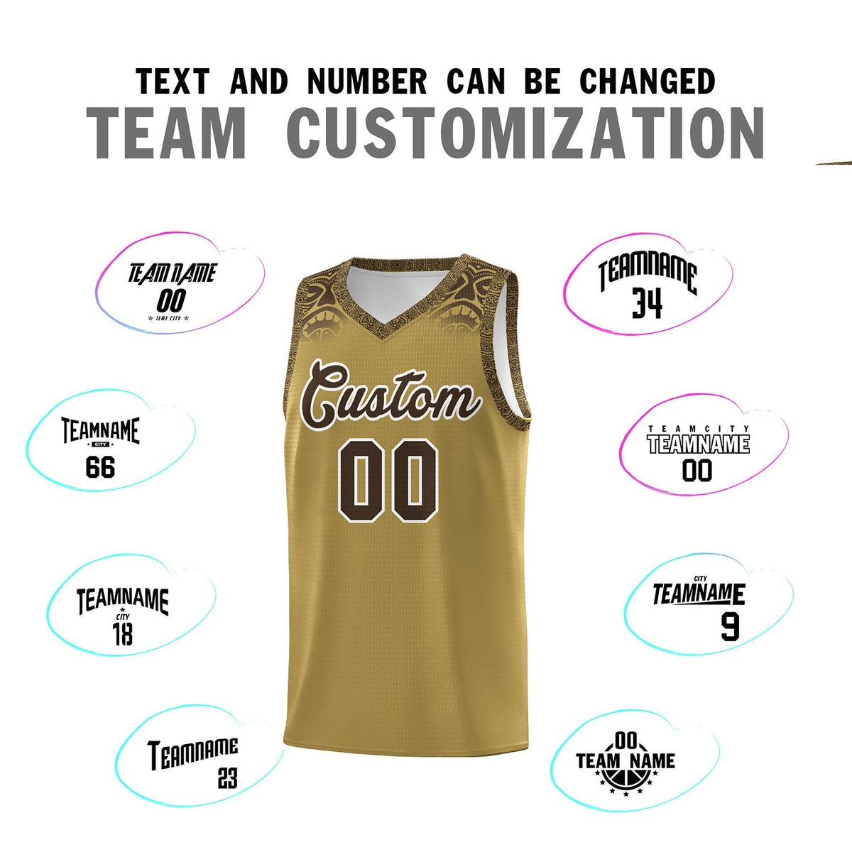 Custom Desert Yellow Brown Personalized Indians Print Kits Sports Uniform Basketball Jersey|KXKSHOP