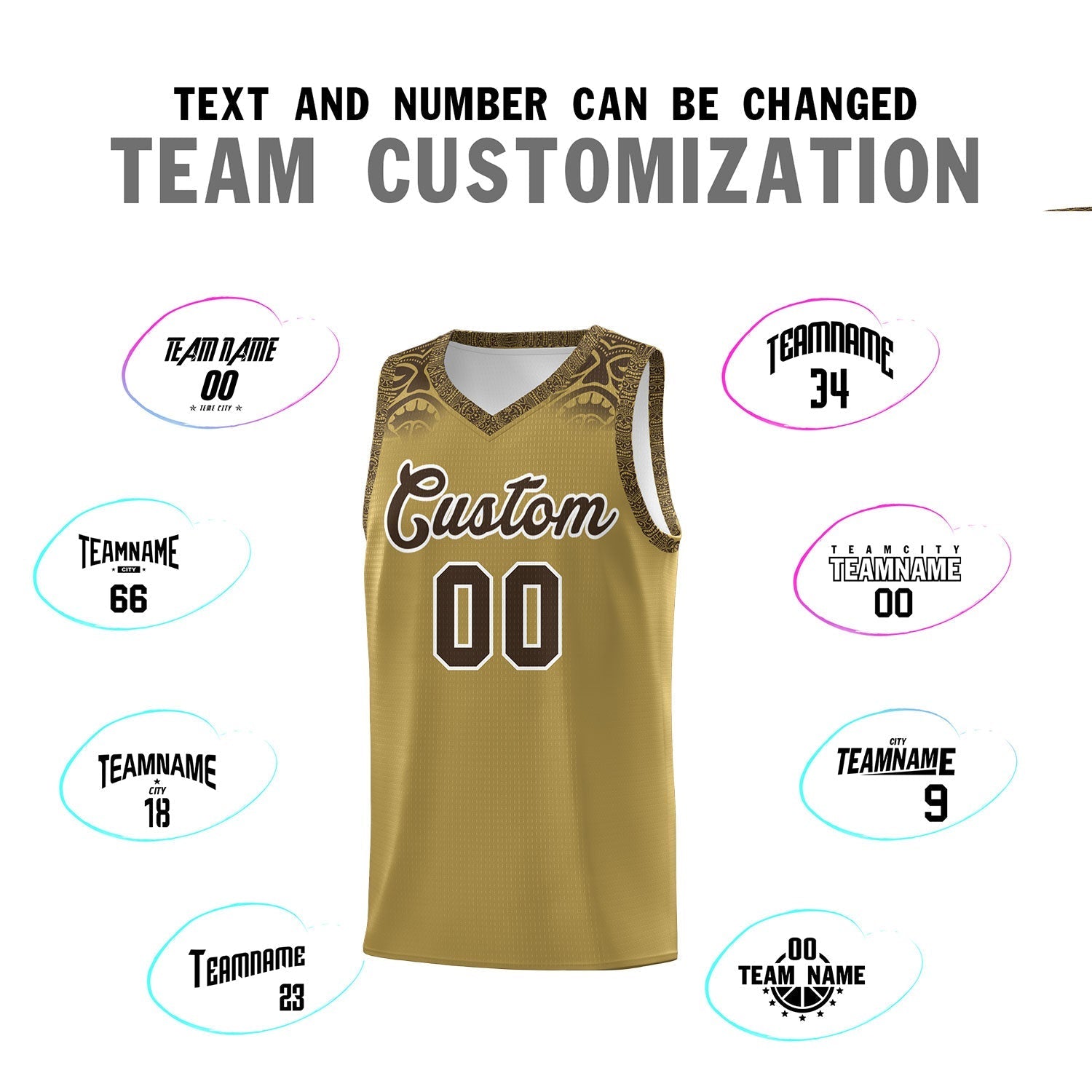 Custom Desert Yellow Brown Personalized Indians Print Kits Sports Uniform Basketball Jersey|KXKSHOP