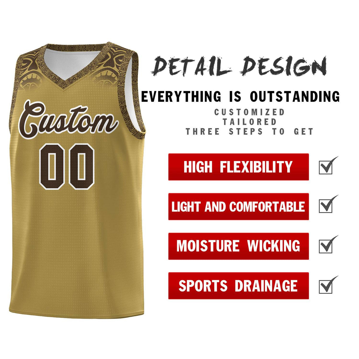 Custom Desert Yellow Brown Personalized Indians Print Kits Sports Uniform Basketball Jersey|KXKSHOP