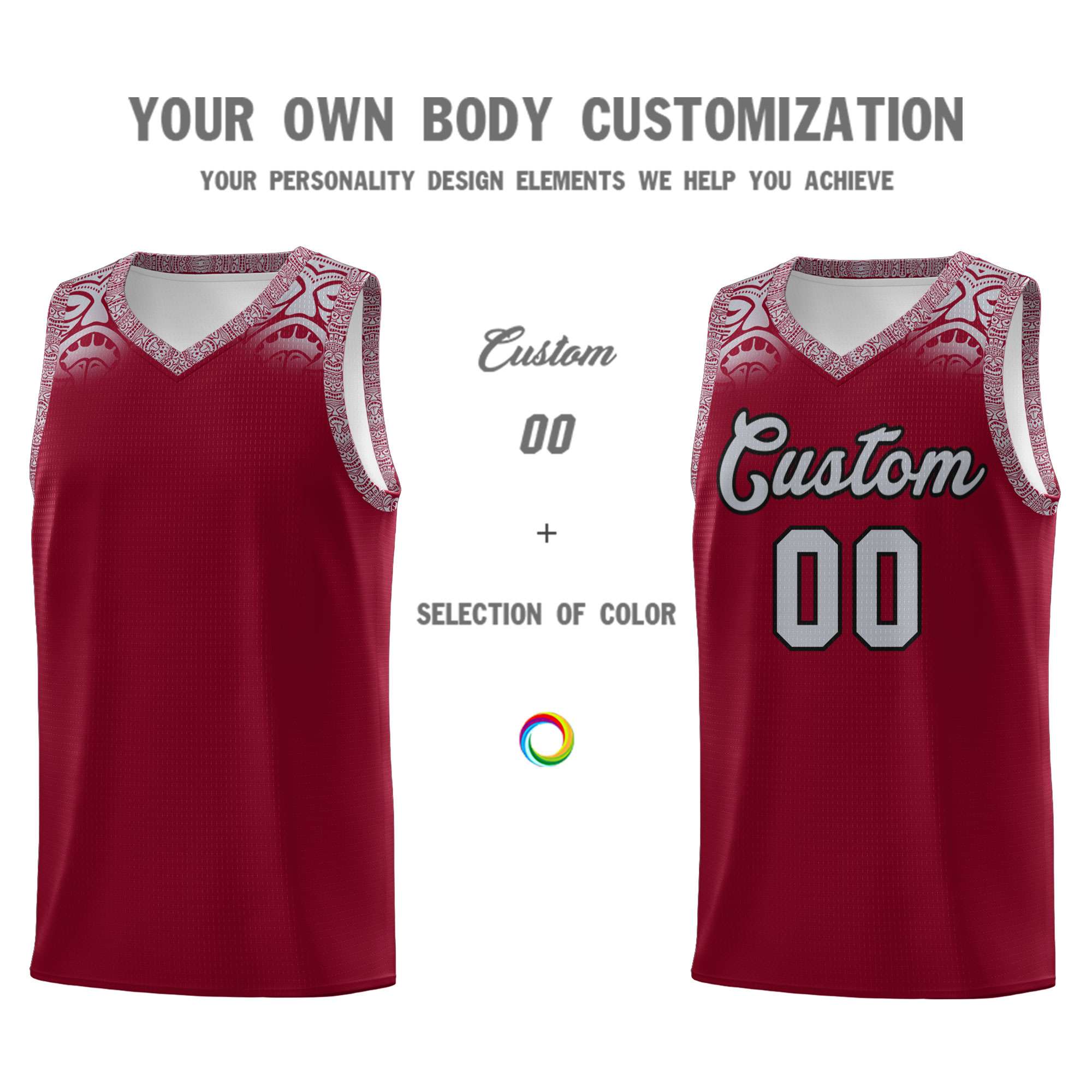 Custom Crimson Gray Personalized Indians Print Kits Sports Uniform Basketball Jersey|KXKSHOP