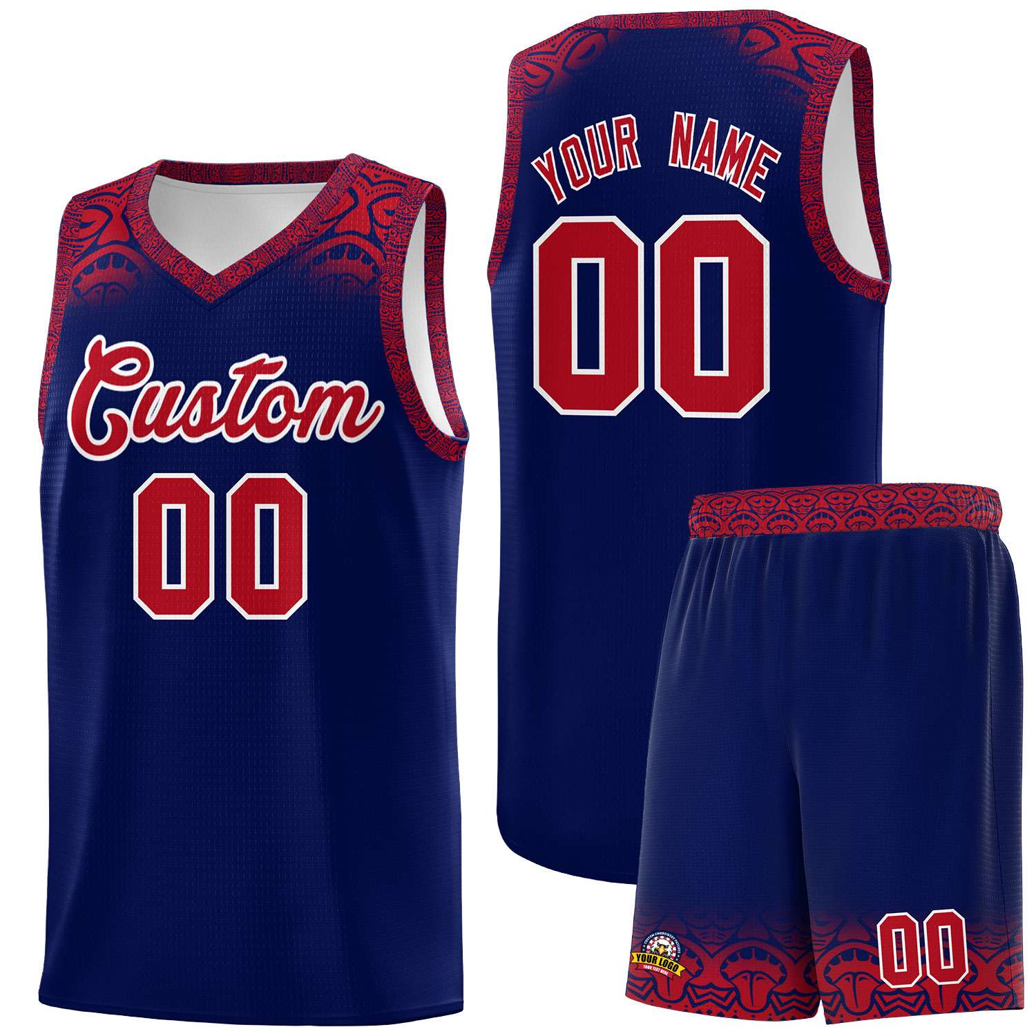 Custom Royal Red Personalized Indians Print Kits Sports Uniform Basketball Jersey|KXKSHOP