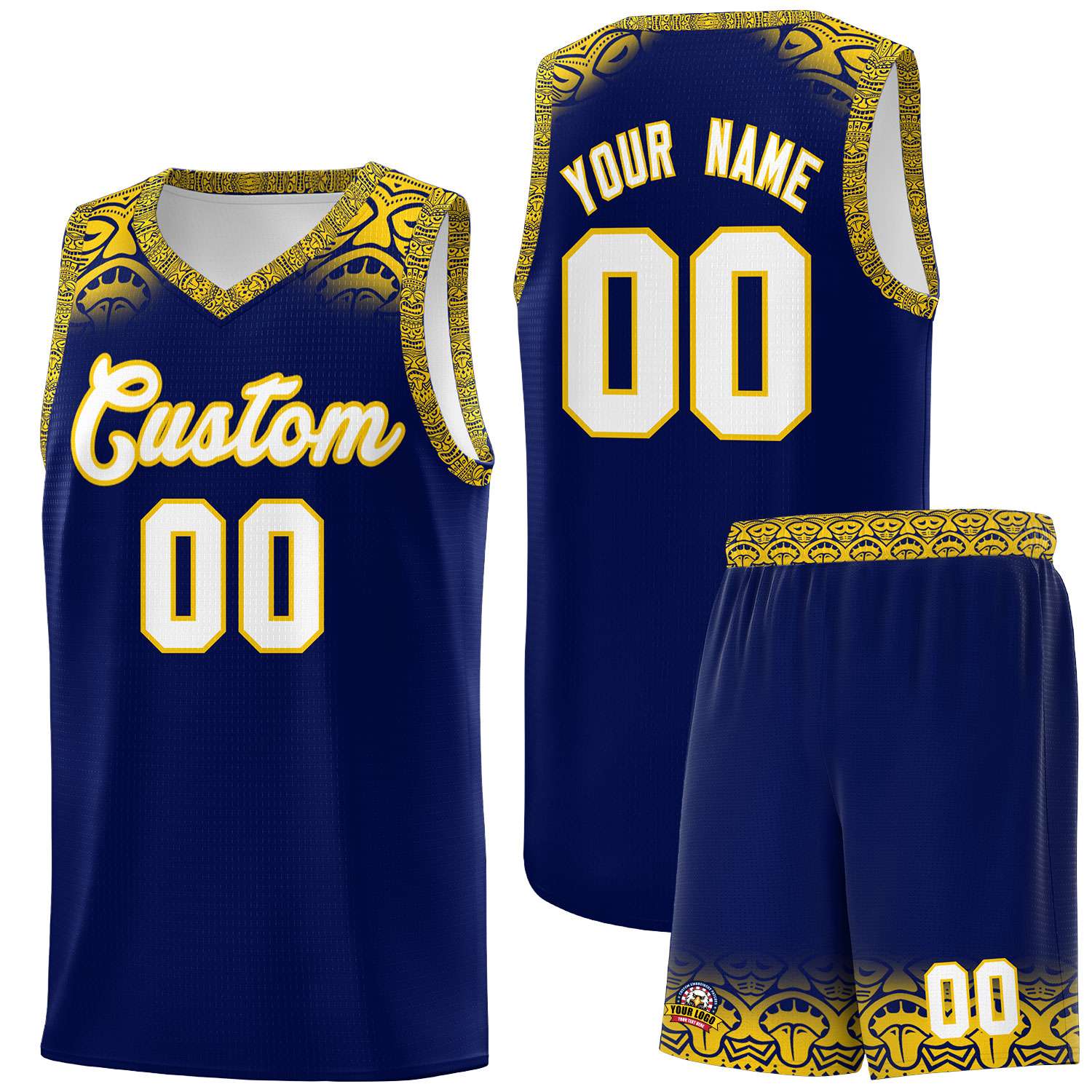 Custom Royal Gold Personalized Indians Print Kits Sports Uniform Basketball Jersey|KXKSHOP