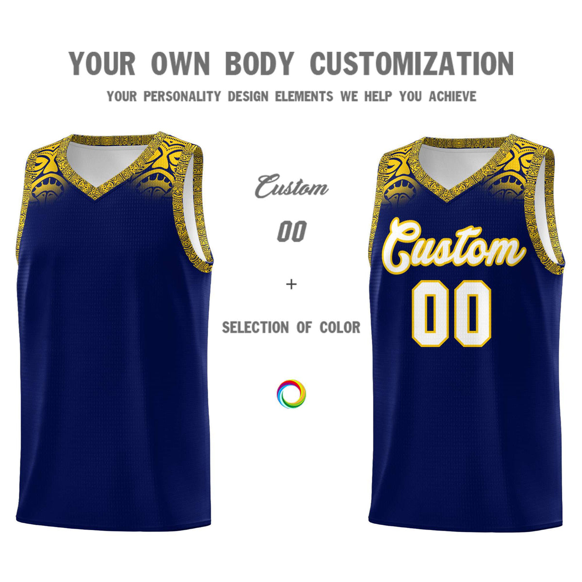 Custom Royal Gold Personalized Indians Print Kits Sports Uniform Basketball Jersey|KXKSHOP