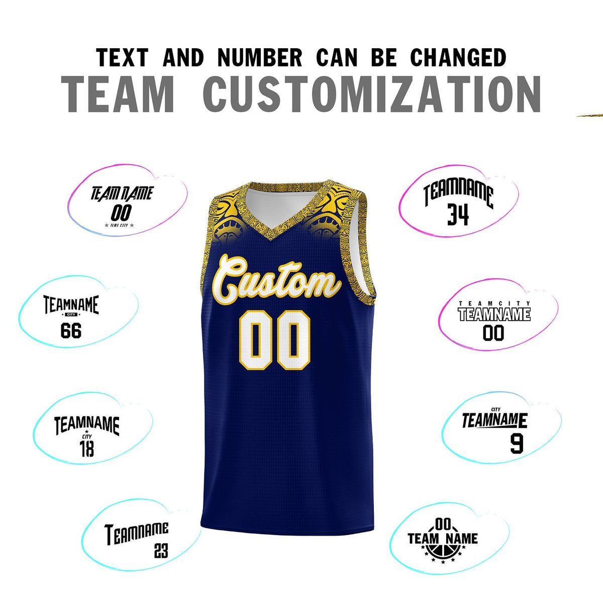 Custom Royal Gold Personalized Indians Print Kits Sports Uniform Basketball Jersey|KXKSHOP