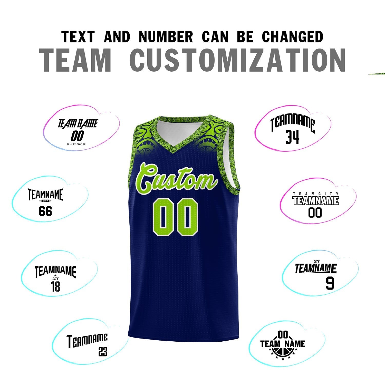 Custom Royal Neon Green Personalized Indians Print Kits Sports Uniform Basketball Jersey|KXKSHOP