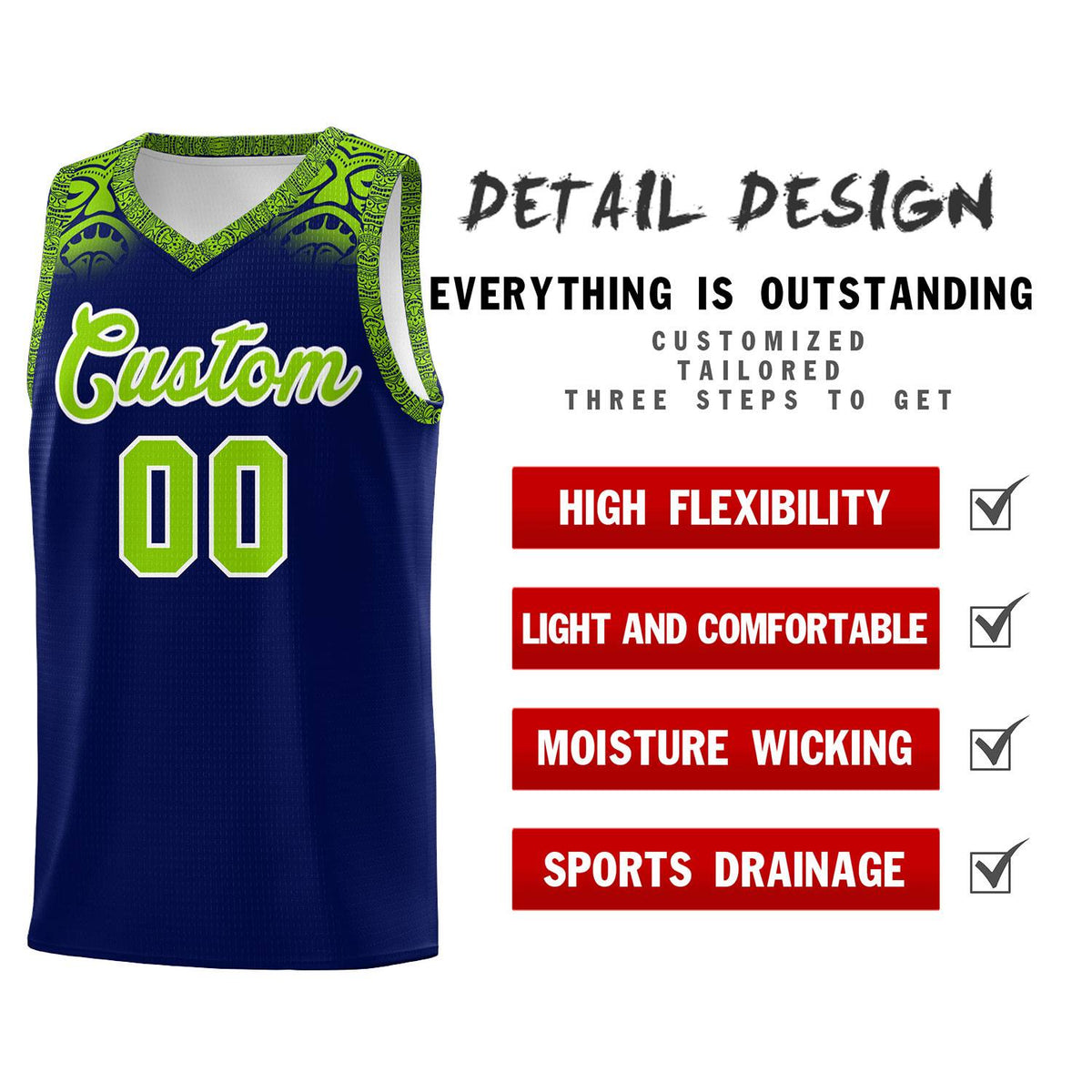 Custom Royal Neon Green Personalized Indians Print Kits Sports Uniform Basketball Jersey|KXKSHOP
