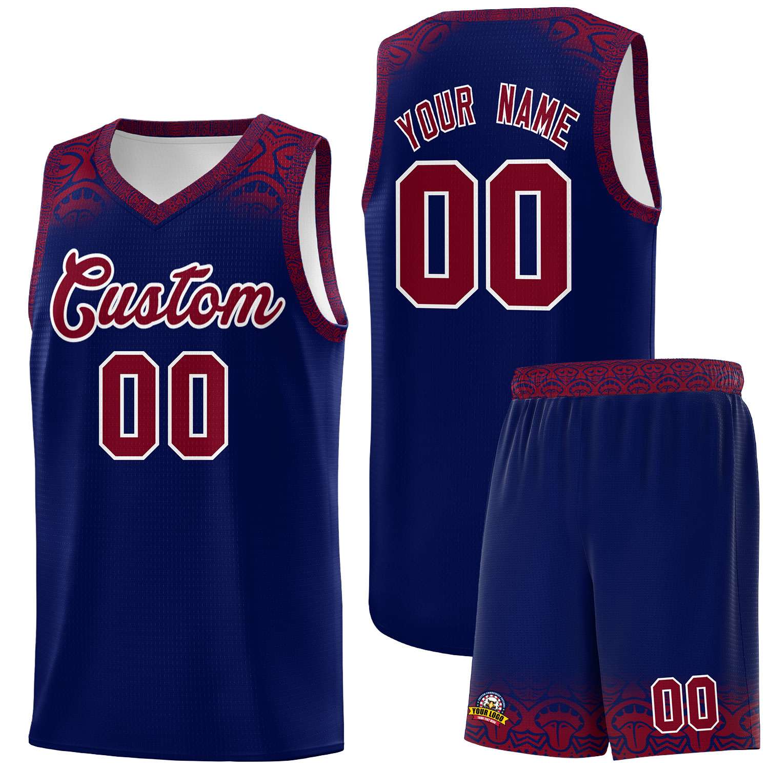 Custom Royal Crimson Personalized Indians Print Kits Sports Uniform Basketball Jersey|KXKSHOP