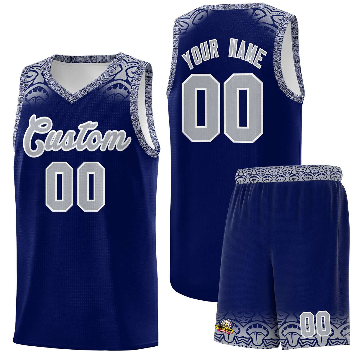 Custom Royal Gray Personalized Indians Print Kits Sports Uniform Basketball Jersey|KXKSHOP