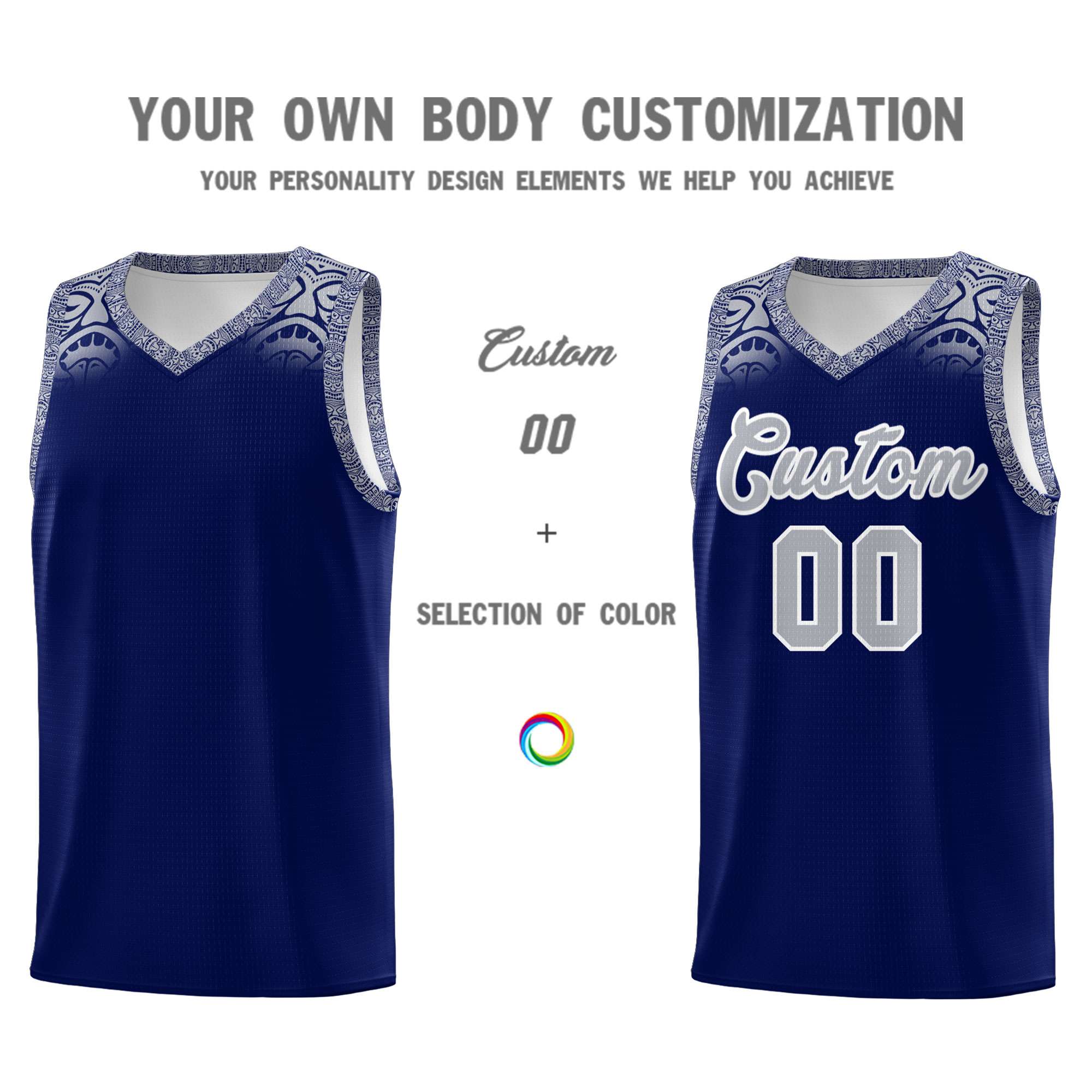 Custom Royal Gray Personalized Indians Print Kits Sports Uniform Basketball Jersey|KXKSHOP