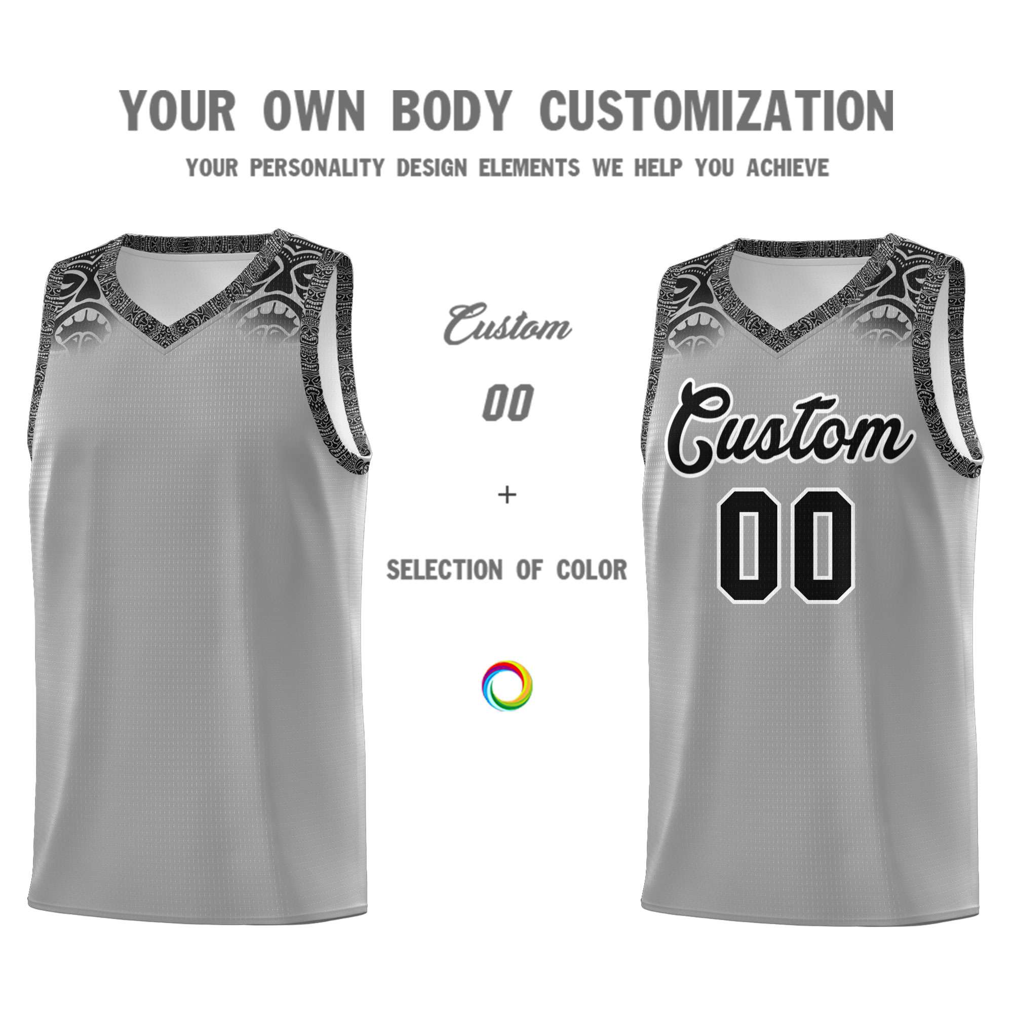 Custom Gray Black Personalized Indians Print Kits Sports Uniform Basketball Jersey|KXKSHOP