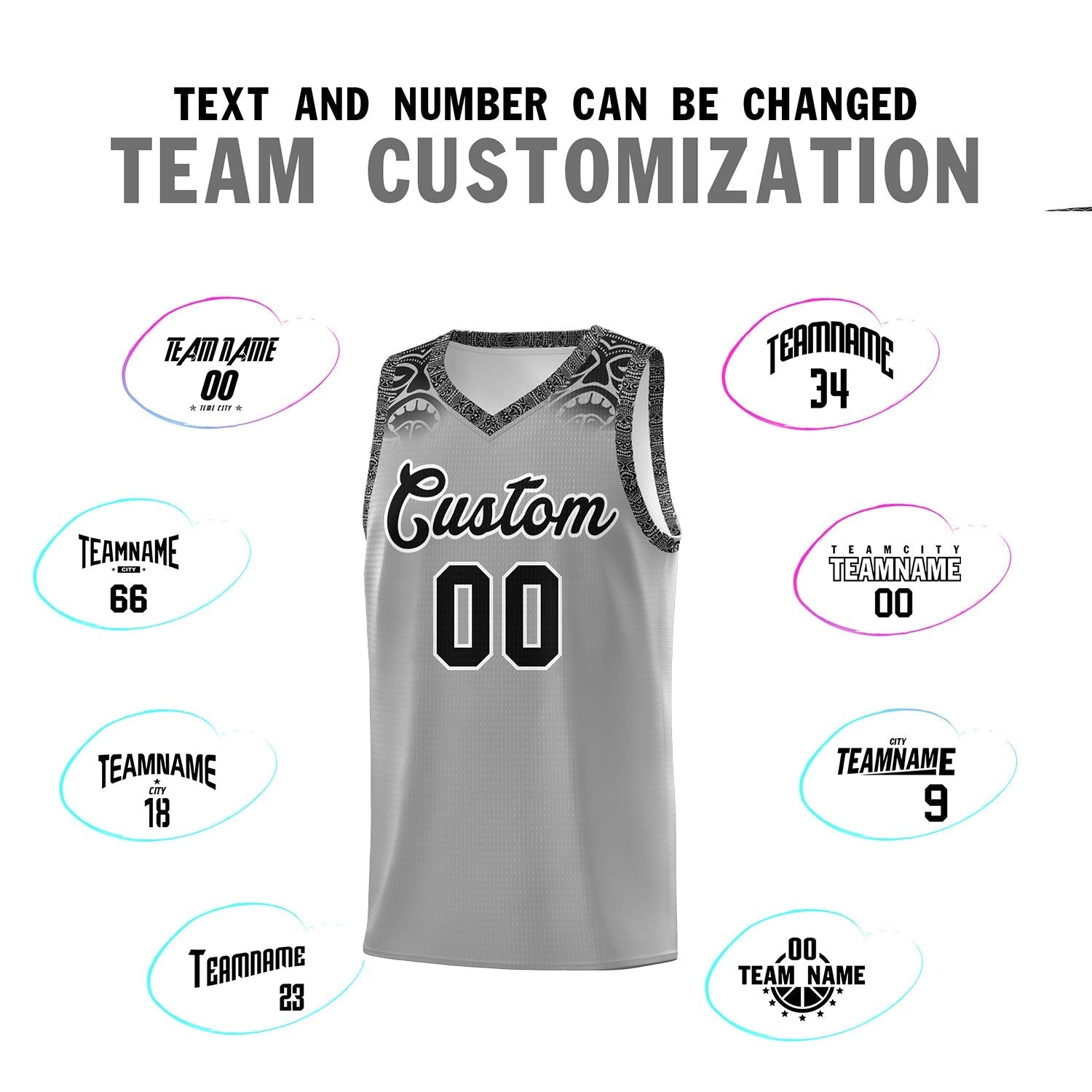 Custom Gray Black Personalized Indians Print Kits Sports Uniform Basketball Jersey|KXKSHOP
