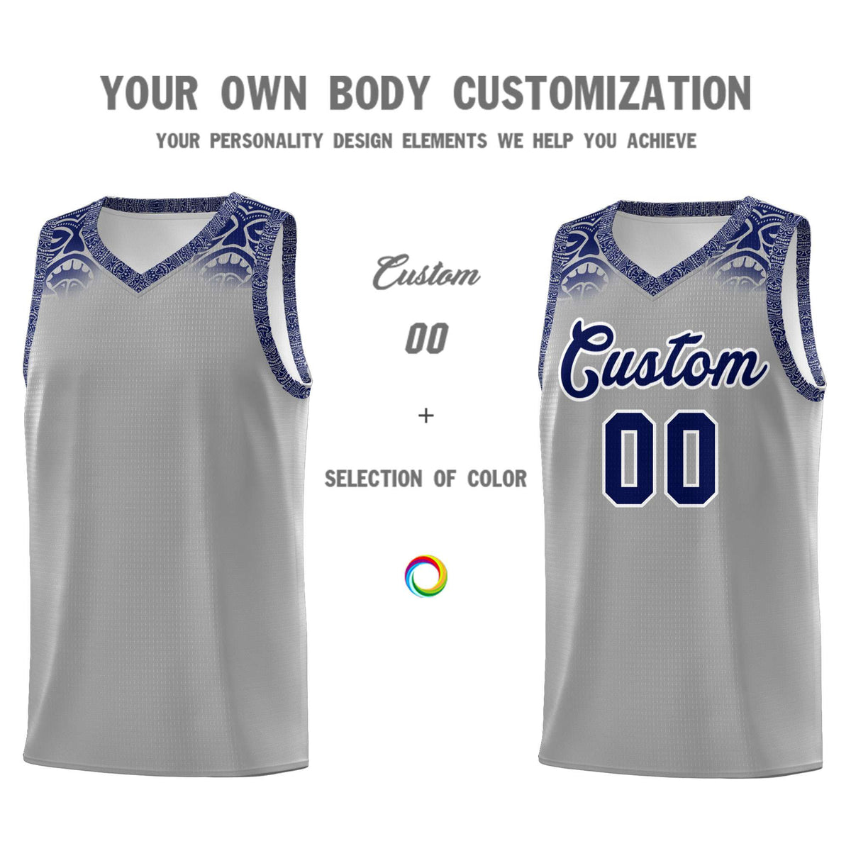 Custom Gray Royal Personalized Indians Print Kits Sports Uniform Basketball Jersey|KXKSHOP