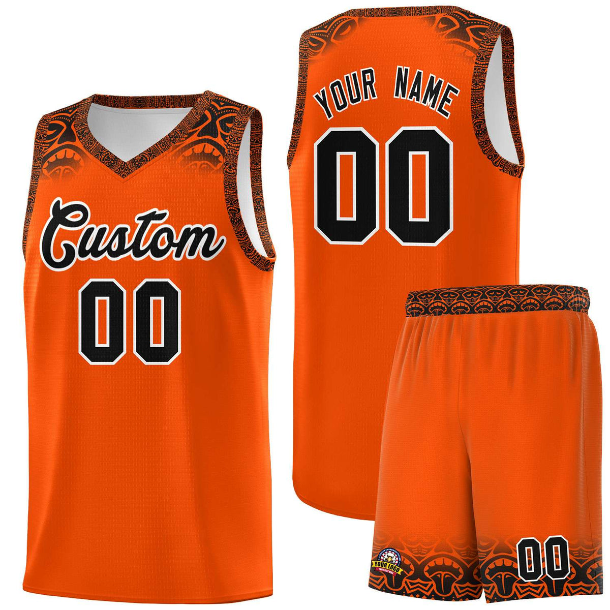 Custom Orange Black Personalized Indians Print Kits Sports Uniform Basketball Jersey|KXKSHOP