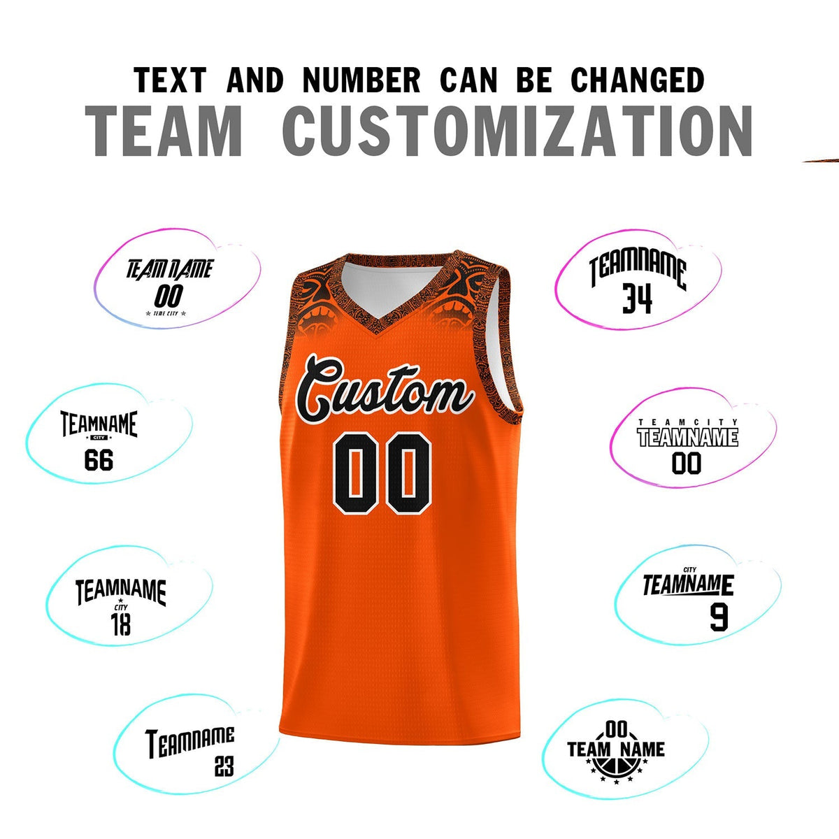 Custom Orange Black Personalized Indians Print Kits Sports Uniform Basketball Jersey|KXKSHOP