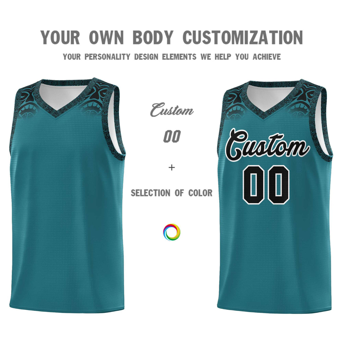 Custom Aqua Black Personalized Indians Print Kits Sports Uniform Basketball Jersey|KXKSHOP