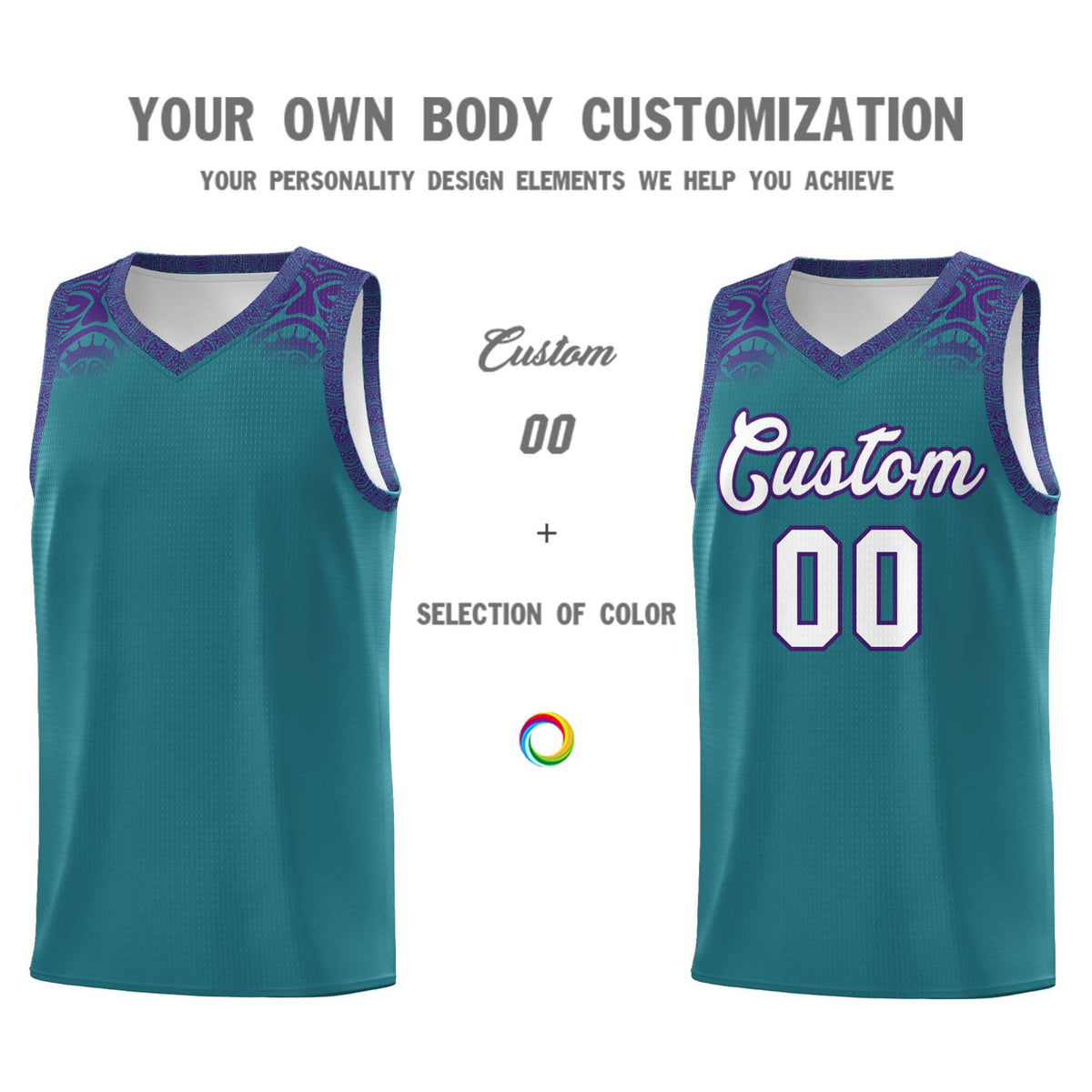 Custom Aqua Purple Personalized Indians Print Kits Sports Uniform Basketball Jersey|KXKSHOP