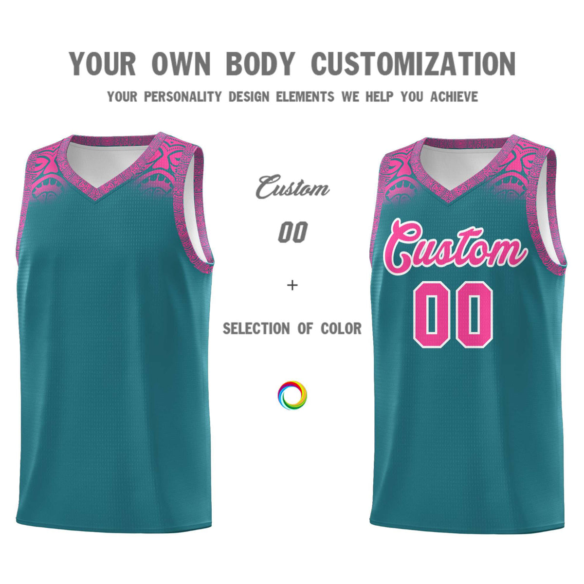 Custom Aqua Pink Personalized Indians Print Kits Sports Uniform Basketball Jersey|KXKSHOP