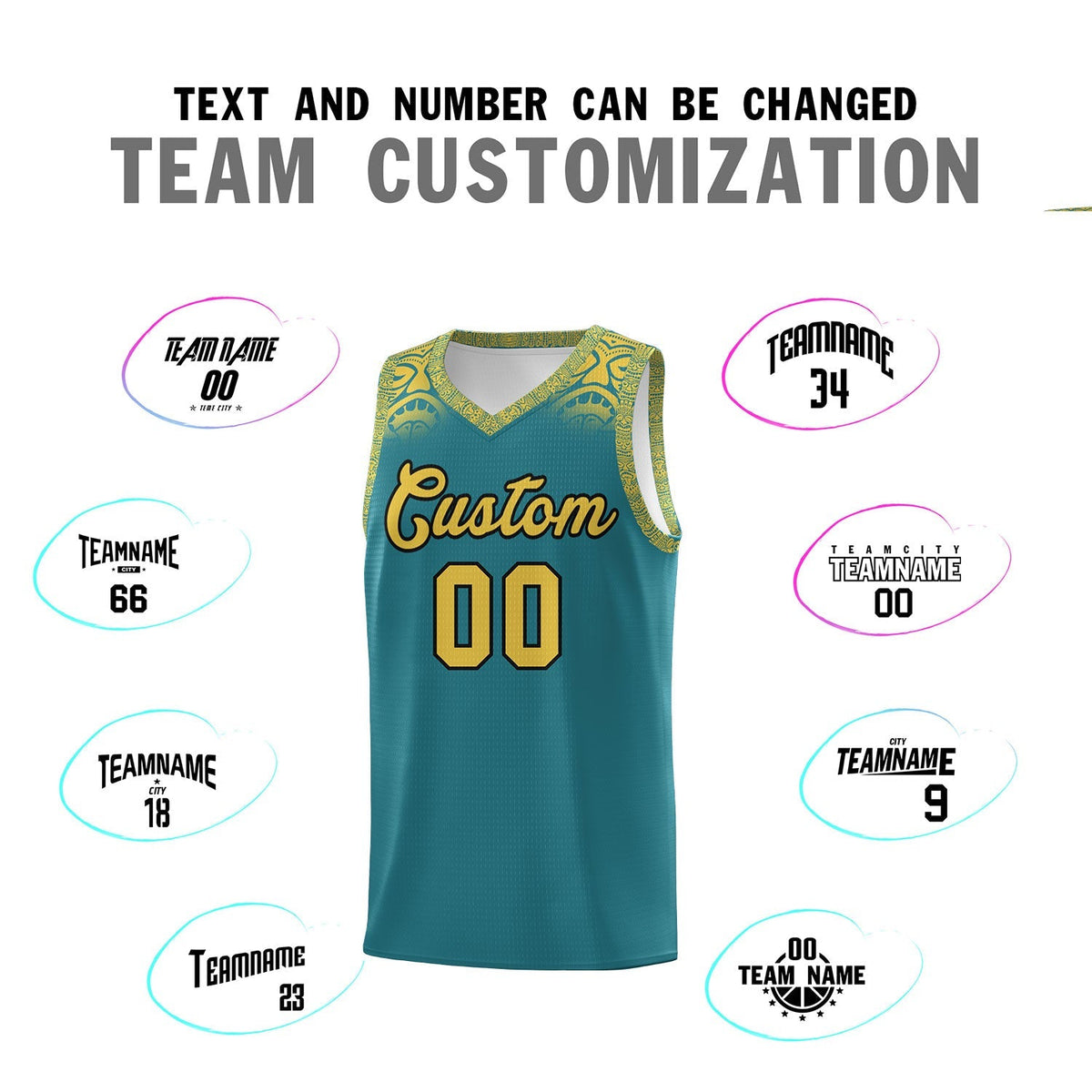 Custom Aqua Yellow Personalized Indians Print Kits Sports Uniform Basketball Jersey|KXKSHOP