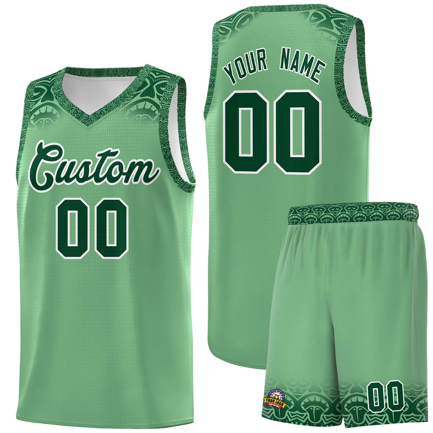 Custom Green Green Personalized Indians Print Kits Sports Uniform Basketball Jersey|KXKSHOP