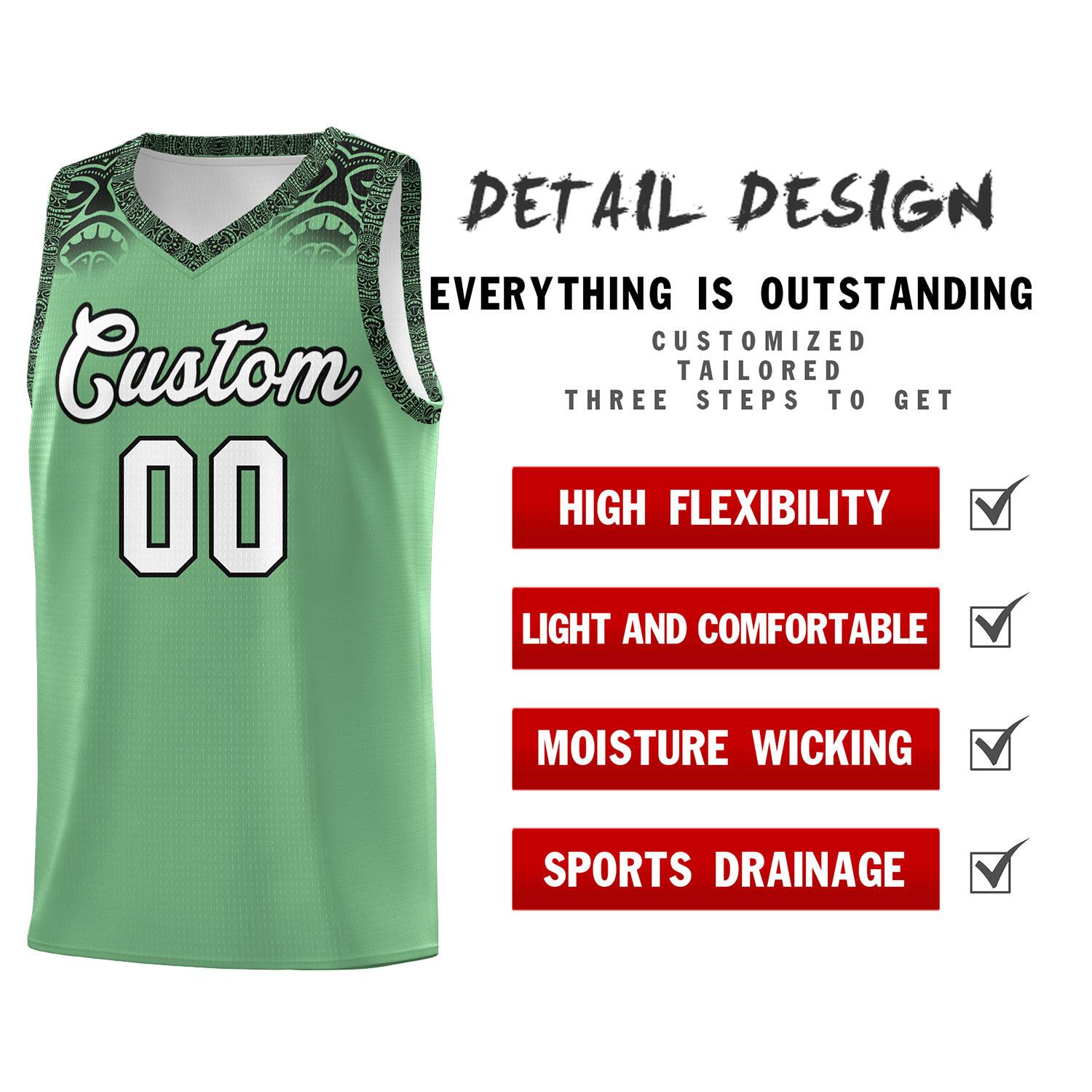Custom Green Black Personalized Indians Print Kits Sports Uniform Basketball Jersey|KXKSHOP