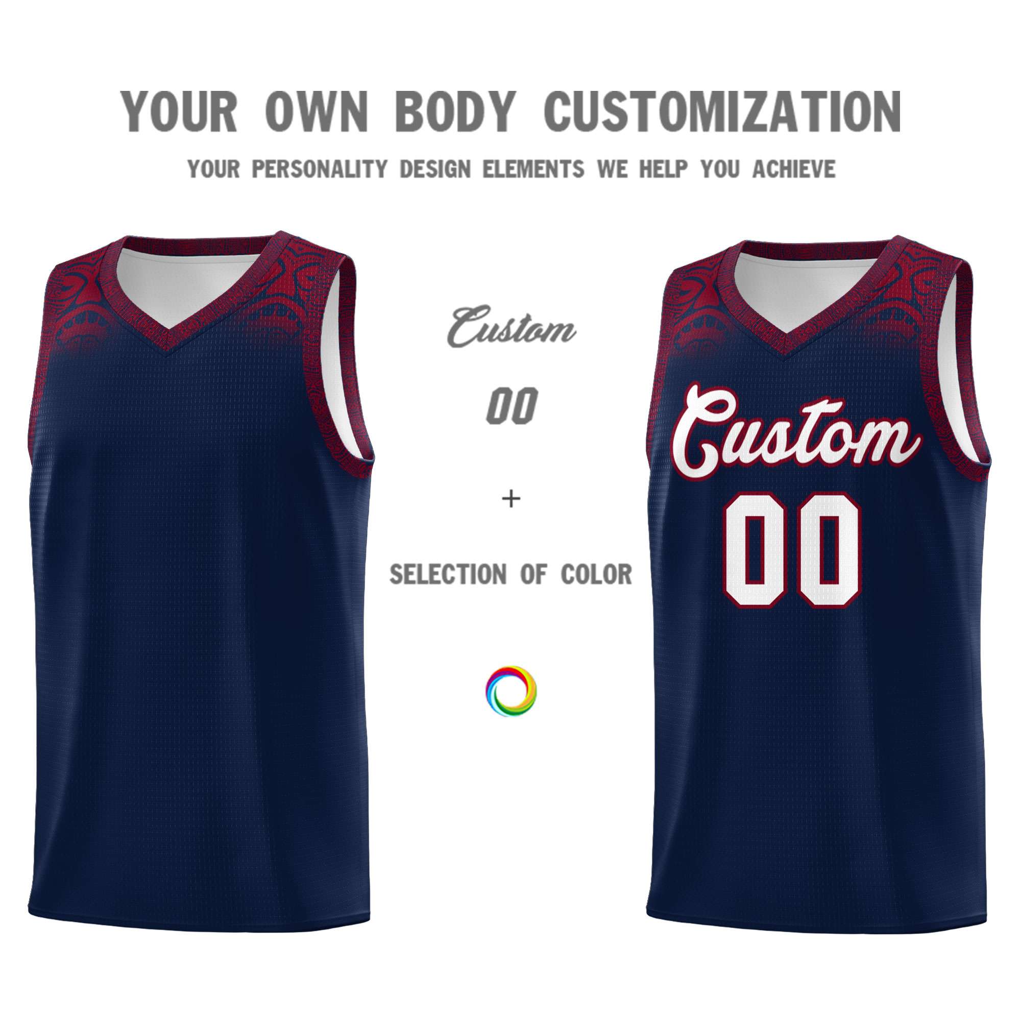 Custom Navy Crimson Personalized Indians Print Kits Sports Uniform Basketball Jersey|KXKSHOP