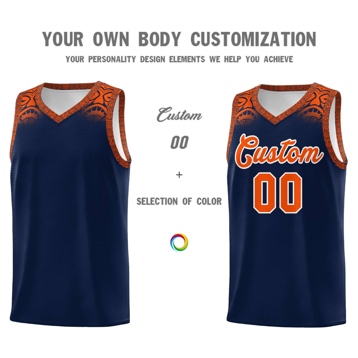 Custom Navy Orange Personalized Indians Print Kits Sports Uniform Basketball Jersey|KXKSHOP