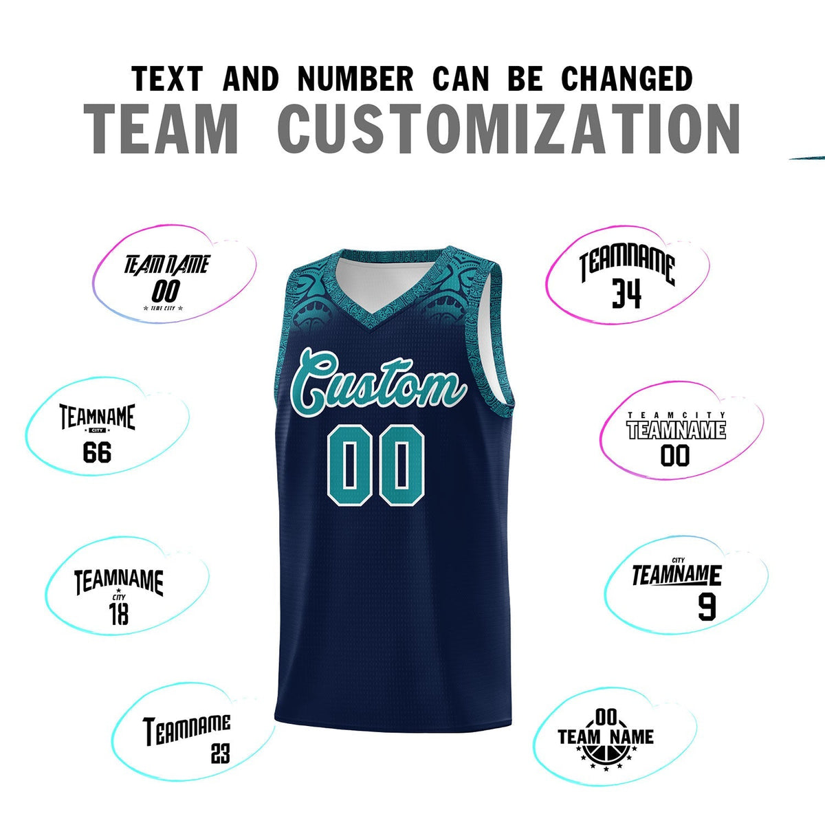 Custom Navy Aqua Personalized Indians Print Kits Sports Uniform Basketball Jersey|KXKSHOP