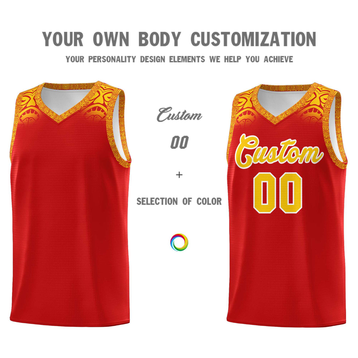 Custom Red Gold Personalized Indians Print Kits Sports Uniform Basketball Jersey|KXKSHOP