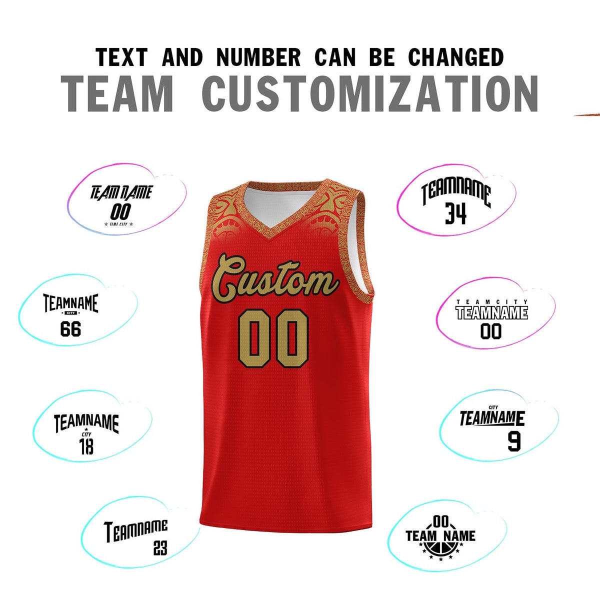 Custom Red Desert Yellow Personalized Indians Print Kits Sports Uniform Basketball Jersey|KXKSHOP