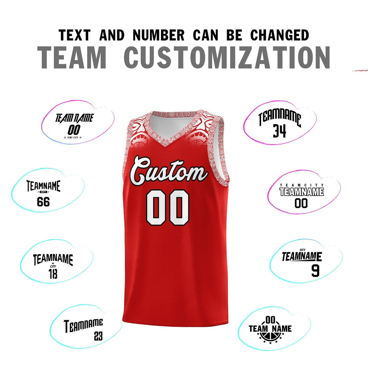 Custom Red White Personalized Indians Print Kits Sports Uniform Basketball Jersey|KXKSHOP