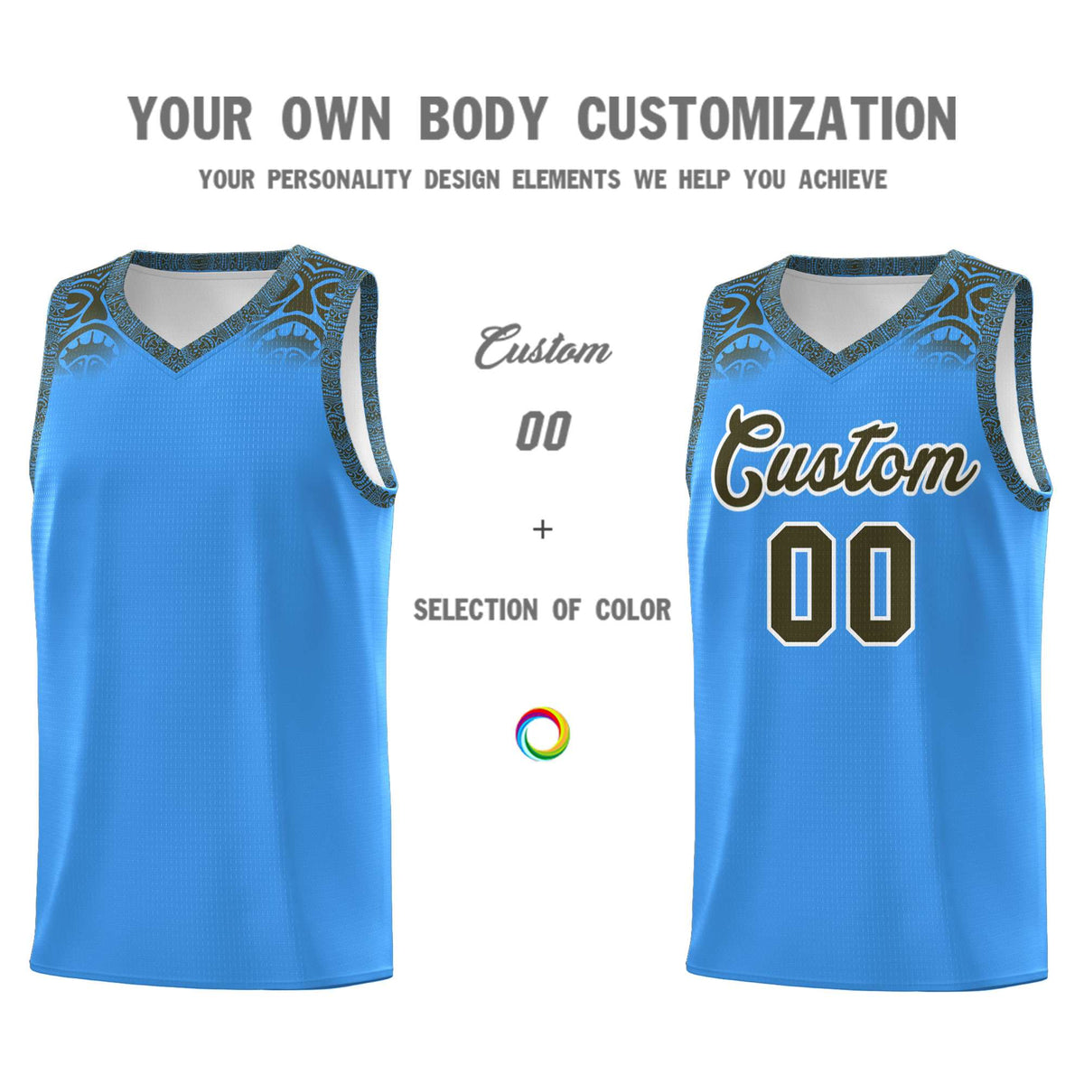 Custom Powder Blue Olive Personalized Indians Print Kits Sports Uniform Basketball Jersey|KXKSHOP