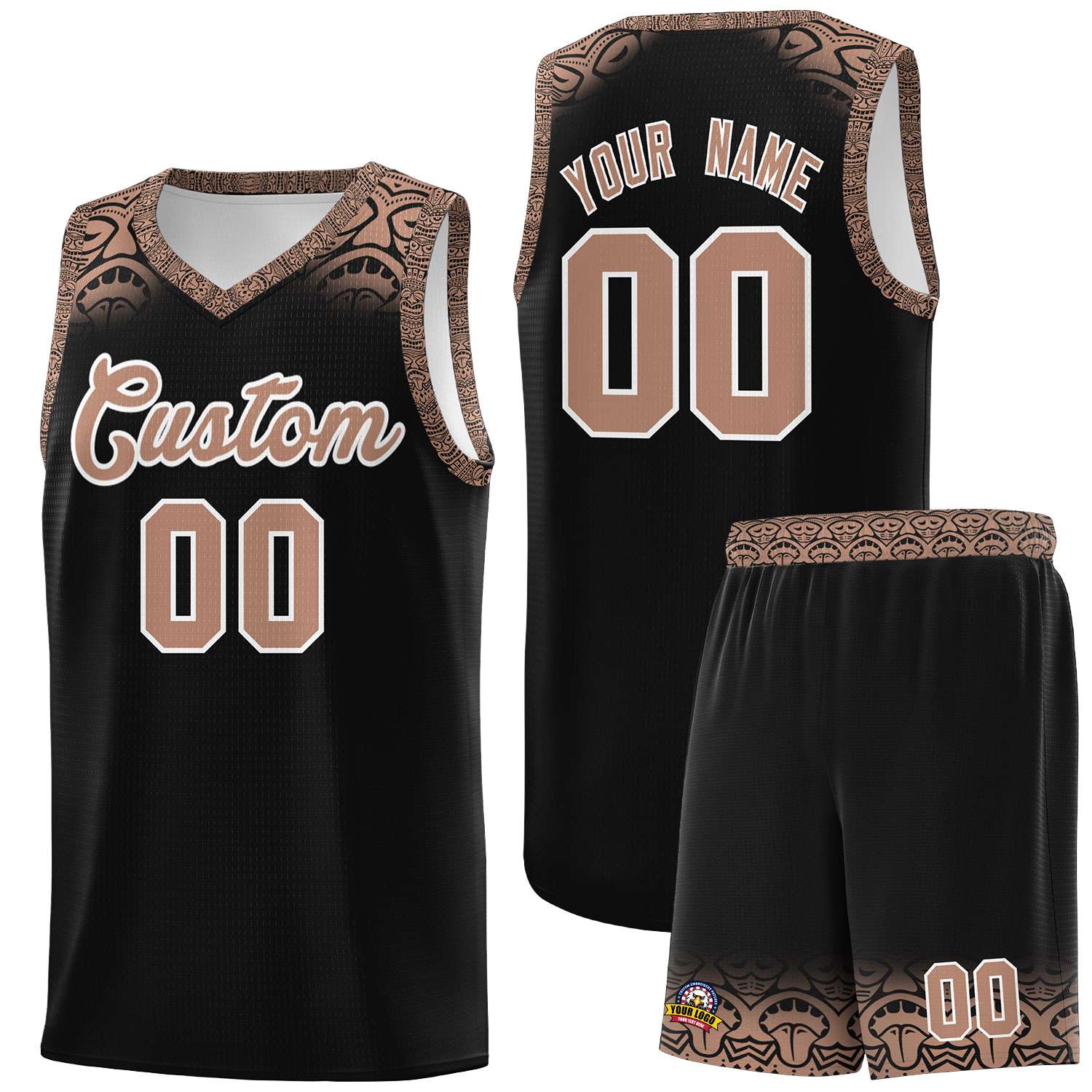 Custom Black Teabrown Personalized Indians Print Kits Sports Uniform Basketball Jersey|KXKSHOP