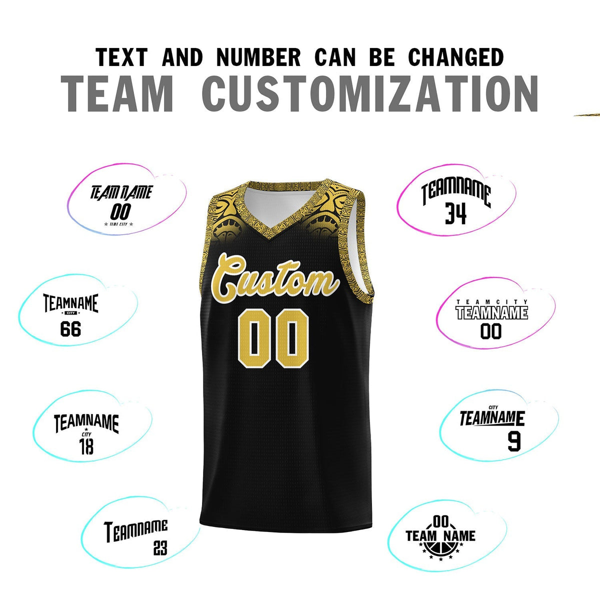 Custom Black Yellow Personalized Indians Print Kits Sports Uniform Basketball Jersey|KXKSHOP