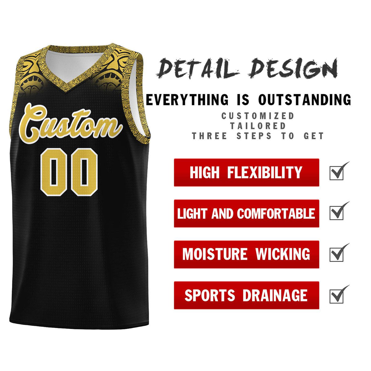 Custom Black Yellow Personalized Indians Print Kits Sports Uniform Basketball Jersey|KXKSHOP