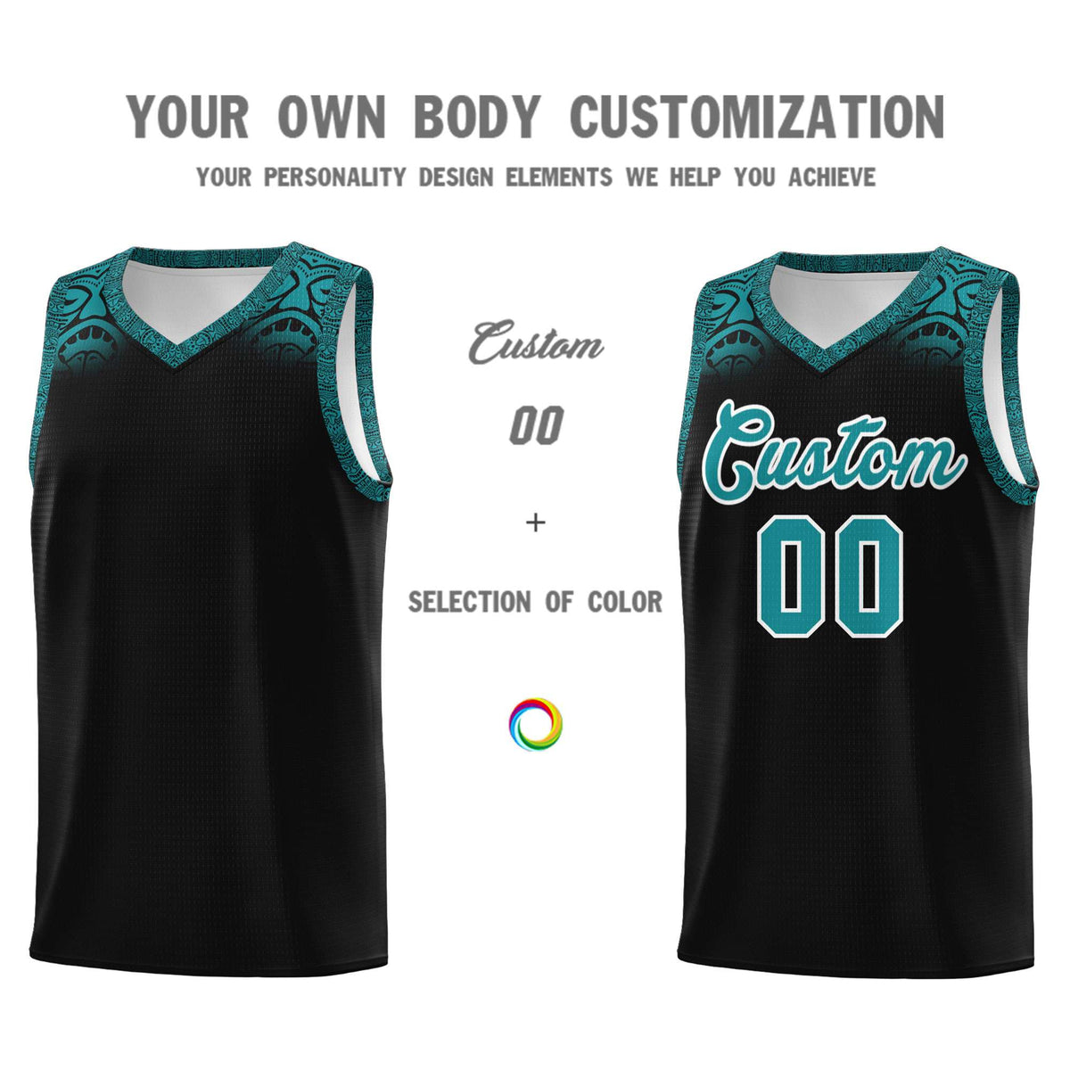 Custom Black Aqua Personalized Indians Print Kits Sports Uniform Basketball Jersey|KXKSHOP