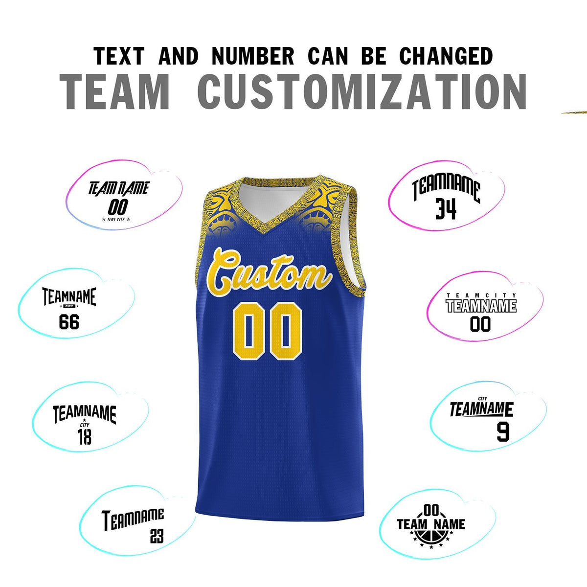 Custom Royal Gold Personalized Indians Print Kits Sports Uniform Basketball Jersey|KXKSHOP