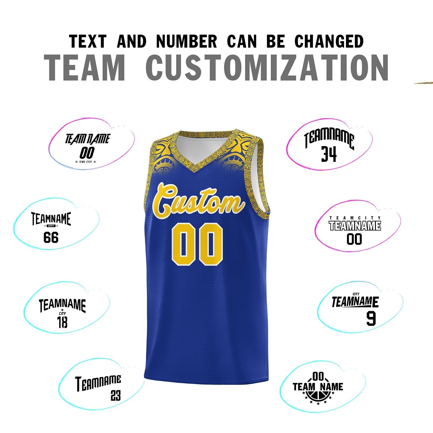 Custom Royal Gold Personalized Indians Print Kits Sports Uniform Basketball Jersey|KXKSHOP