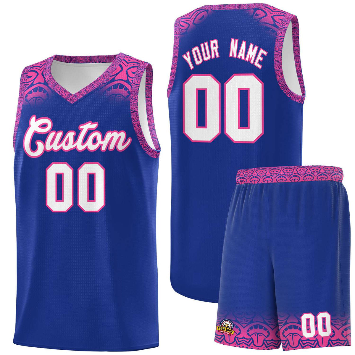 Custom Royal Pink Personalized Indians Print Kits Sports Uniform Basketball Jersey|KXKSHOP