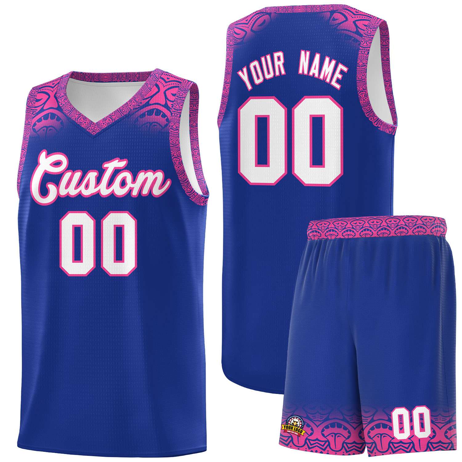 Custom Royal Pink Personalized Indians Print Kits Sports Uniform Basketball Jersey|KXKSHOP