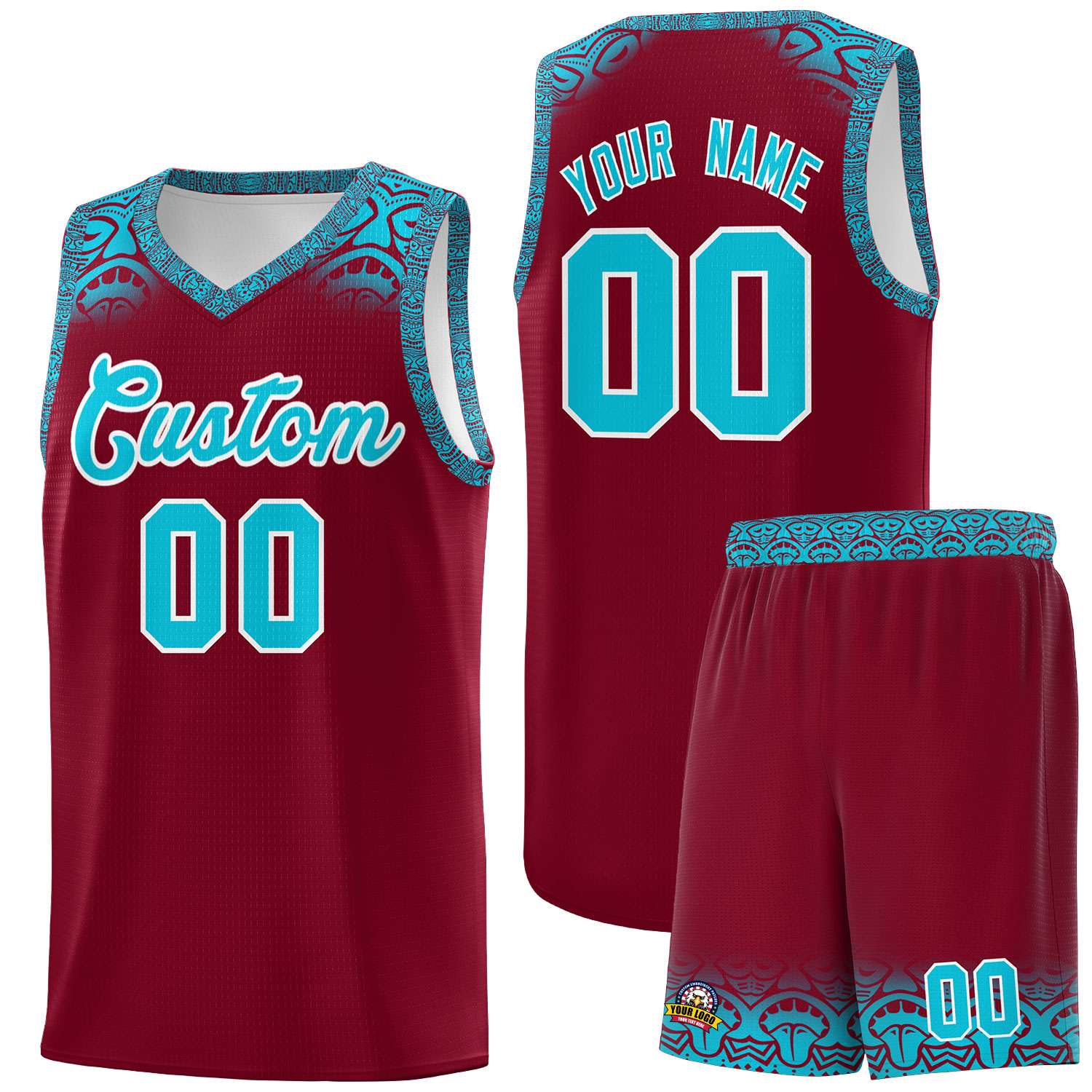 Custom Crimson Sky Blue Personalized Indians Print Kits Sports Uniform Basketball Jersey|KXKSHOP