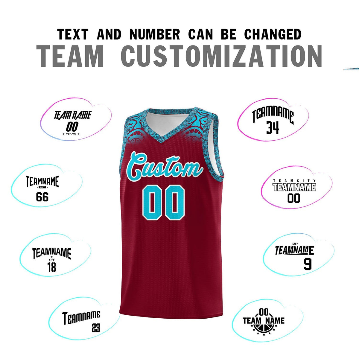 Custom Crimson Sky Blue Personalized Indians Print Kits Sports Uniform Basketball Jersey|KXKSHOP