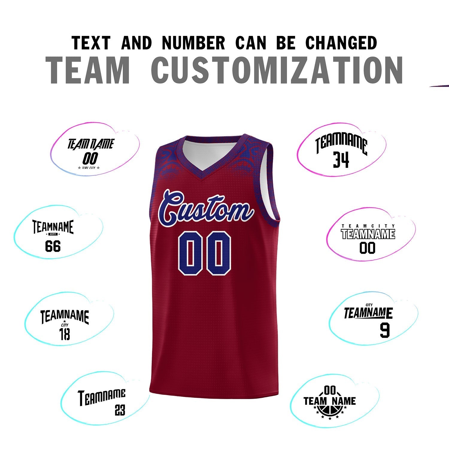 Custom Crimson Royal Personalized Indians Print Kits Sports Uniform Basketball Jersey|KXKSHOP